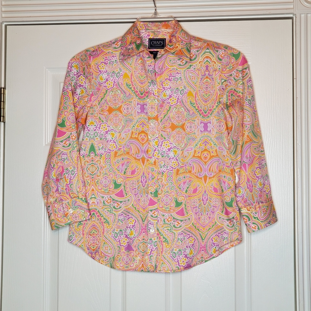 Chaps Classics No Iron, XS, button up, floral